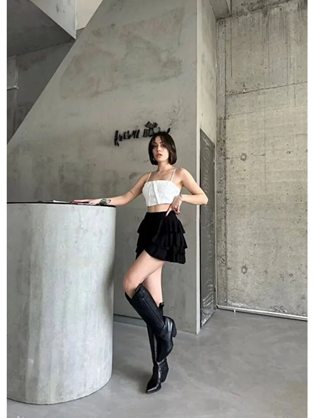 Mykonos Basic Etek - Siyah-3