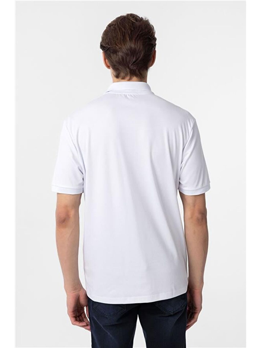 Beyaz Regular Baskılı Polo Yaka Tişört-4