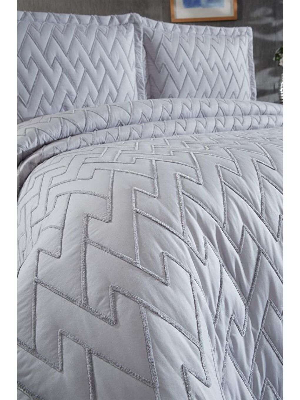 Maria Kapitoneli Çift Kişilik Yatak Örtüsü 230x240 Gri-2