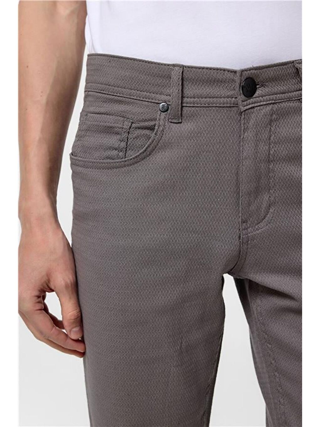 Gri Slim 5 Cep Kalıp Armürlü Pantolon-3