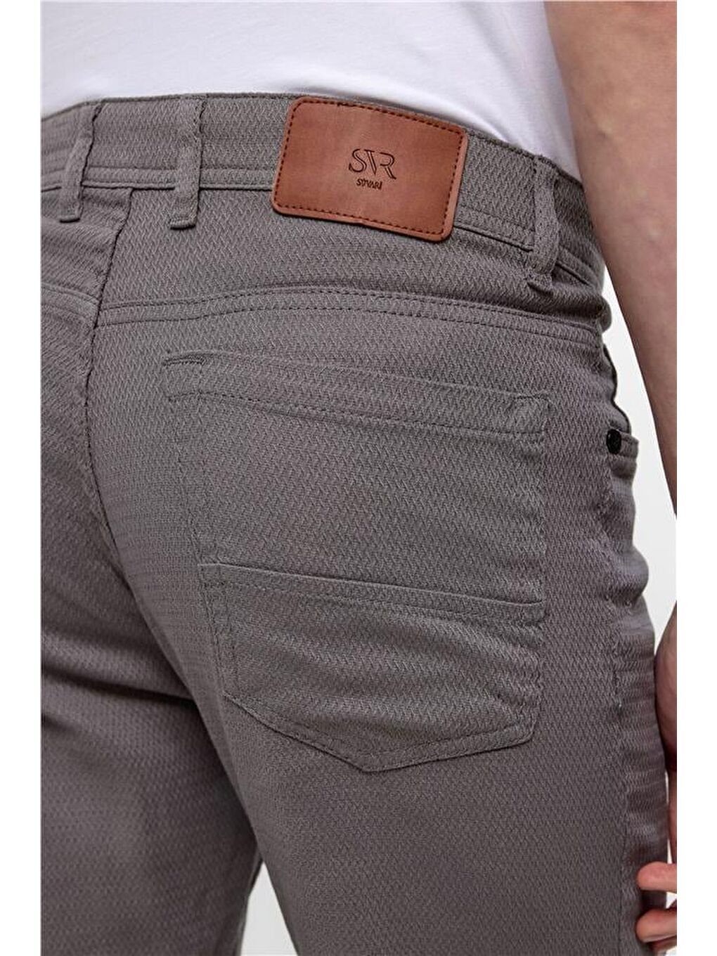 Gri Slim 5 Cep Kalıp Armürlü Pantolon-4