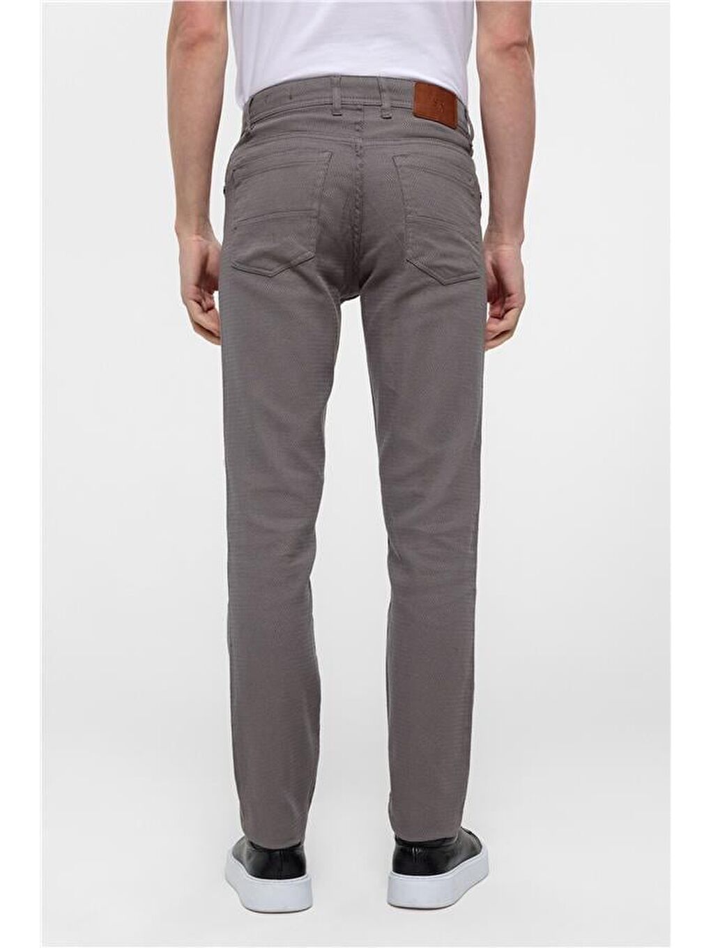 Gri Slim 5 Cep Kalıp Armürlü Pantolon-5