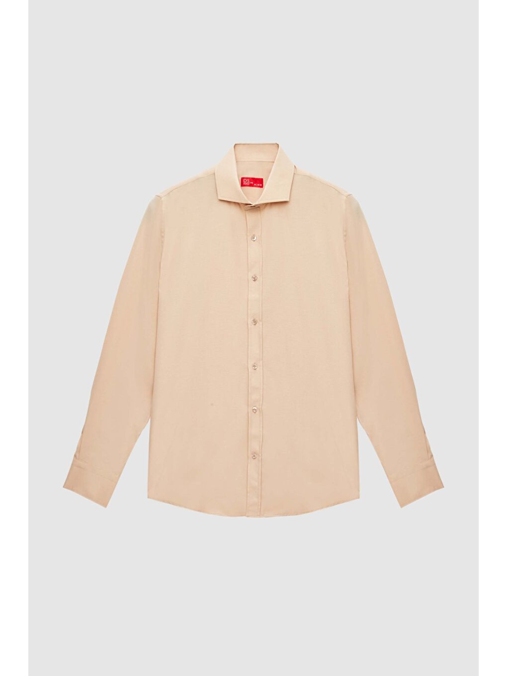 Slim Fit Bej İtalyan Yaka Dar Kesim Klasik Kravatlık Uzun Kol Kolay Ütülenebilir Gömlek-4