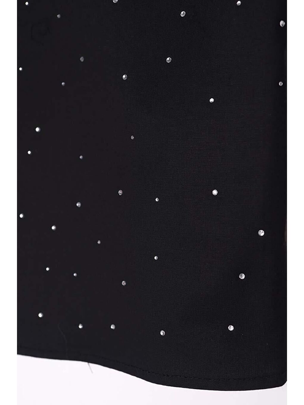 Siyah-Pamuklu Taşlı Gömlek Tunik-5