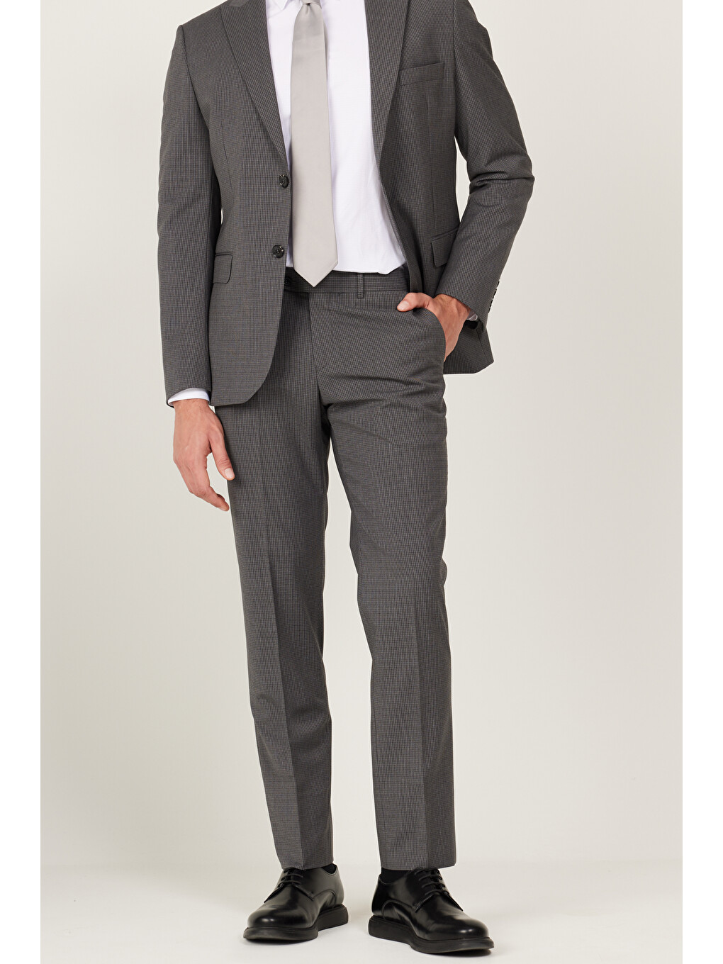 Erkek Antrasit Slim Fit Desenli Antrasit Casual Takım Elbise-2