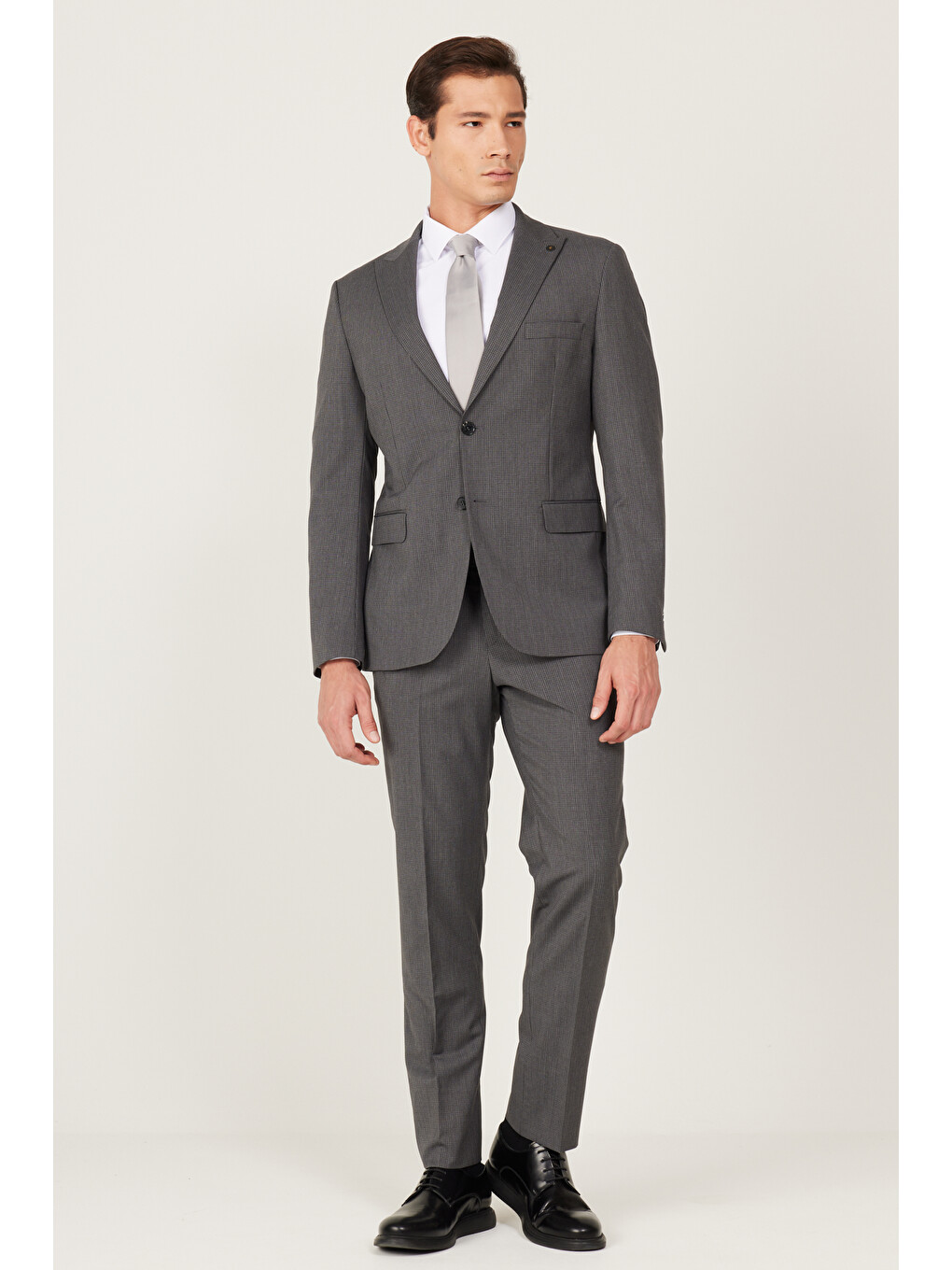 Erkek Antrasit Slim Fit Desenli Antrasit Casual Takım Elbise-4
