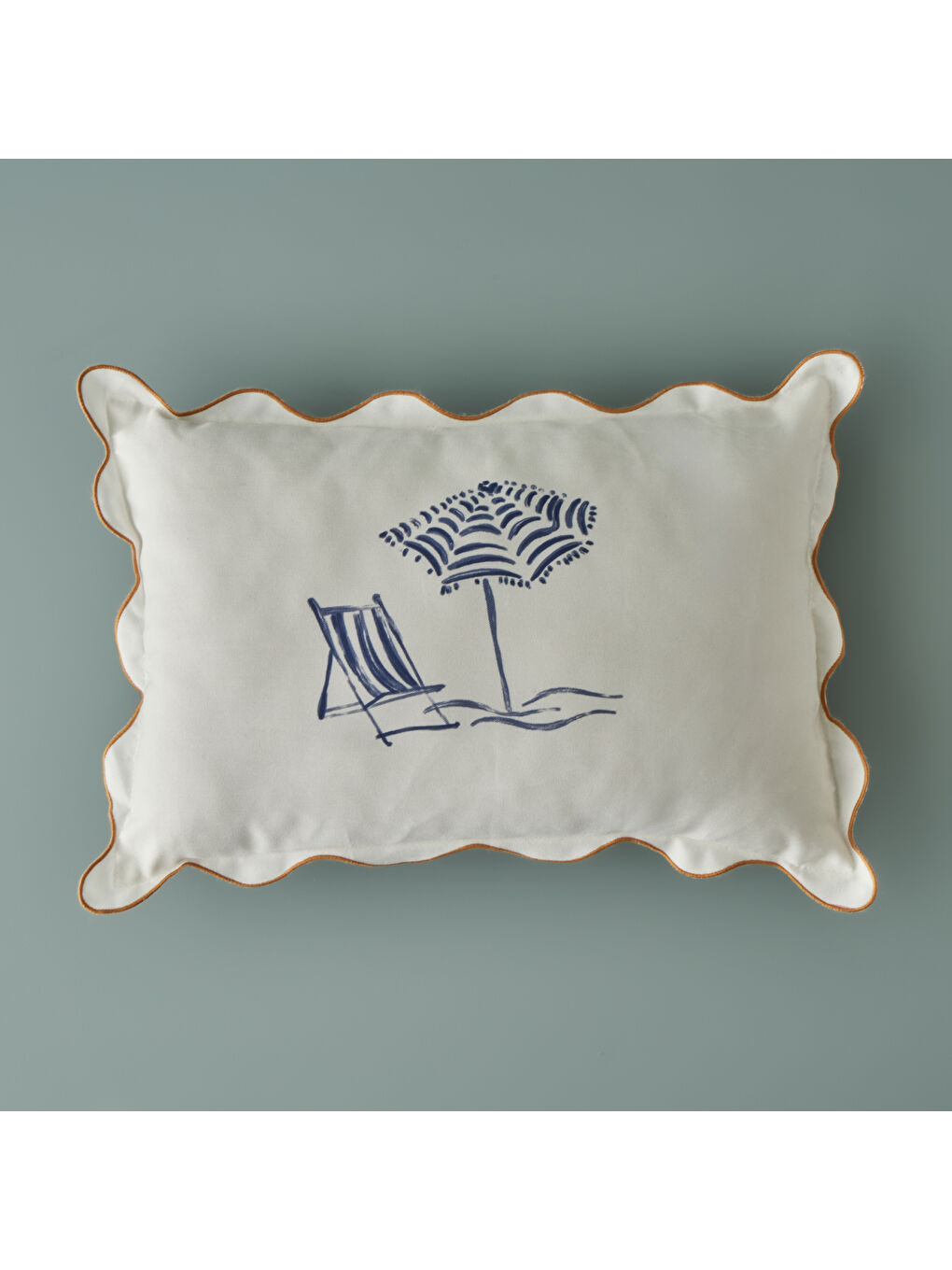 %100 Pamuk Marine Scallop Kırlent Kılıfı Beyaz (35x50 cm)