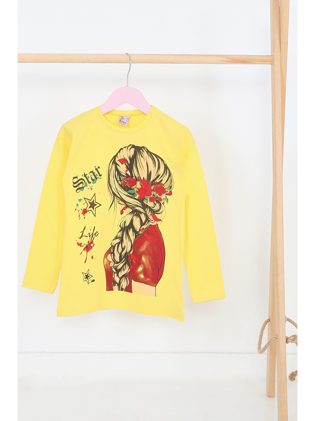 Sarı Kız Çocuk Sari Uzun Kollu Baskılı Penye Badi - 27694