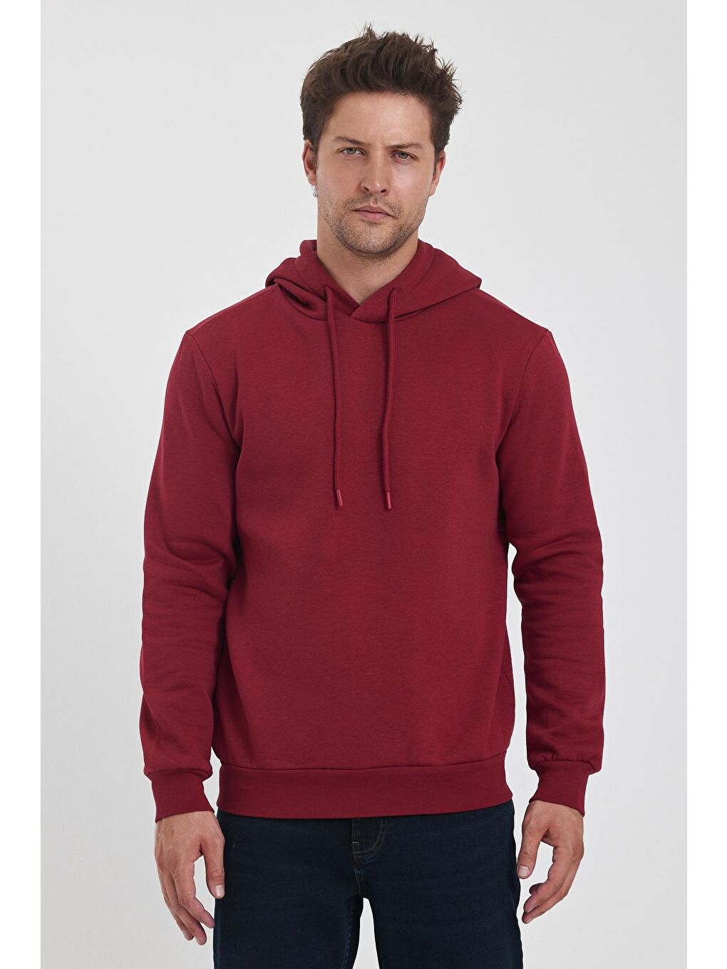 Rodi Bordo 3 İplik Bisiklet Yaka Erkek Sweatshirt