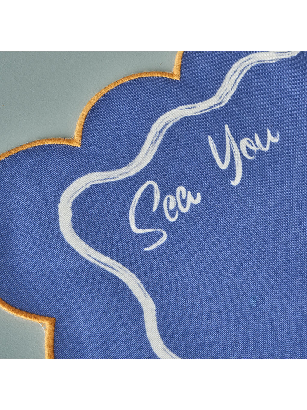 Marine Pamuklu Scallop Kenar Amerikan servis Mavi (35x45 cm)-3