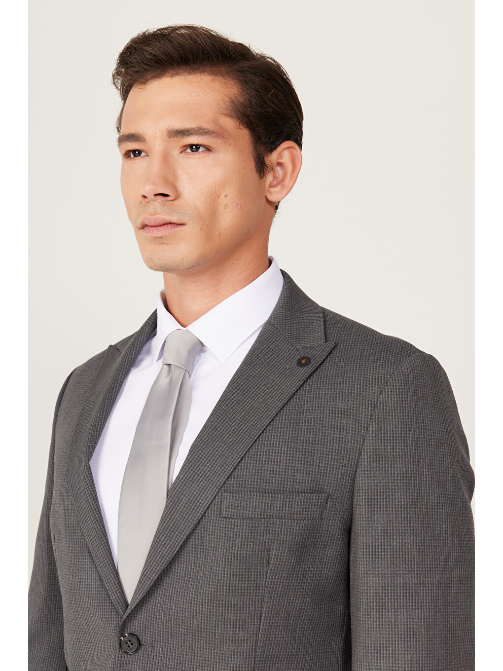 Erkek Antrasit Slim Fit Desenli Antrasit Casual Takım Elbise-5