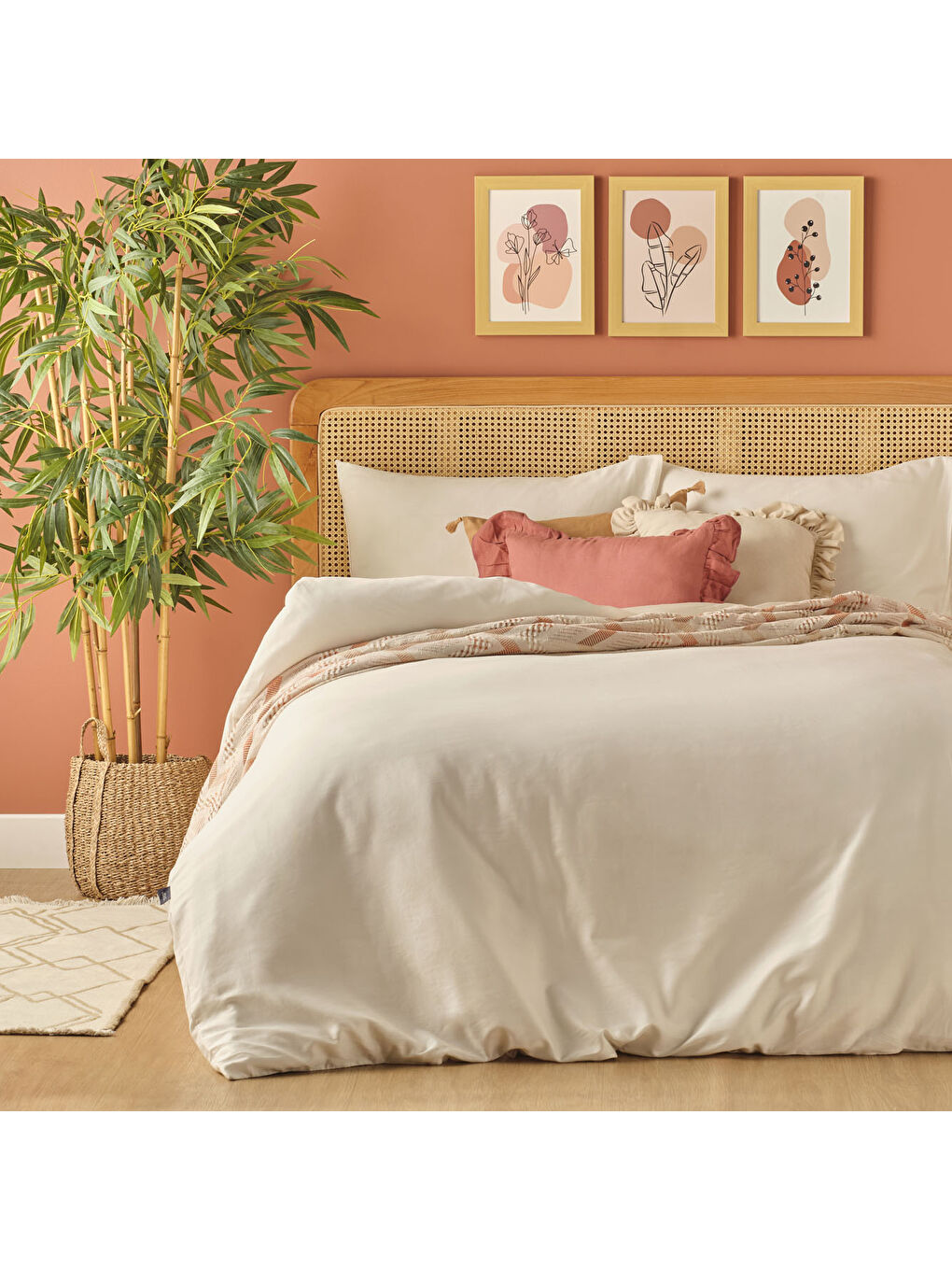 %100 Pamuk Saten Supreme Basic Super King Size Nevresim Seti Beyaz (260x240 cm)