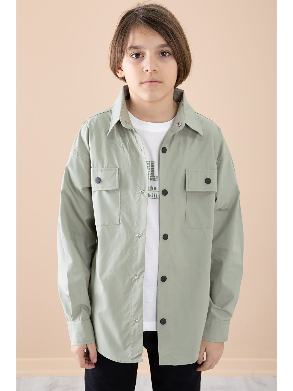 Haki Gömlek Tişörtlü Erkek Çocuk 2'li Takım 20127