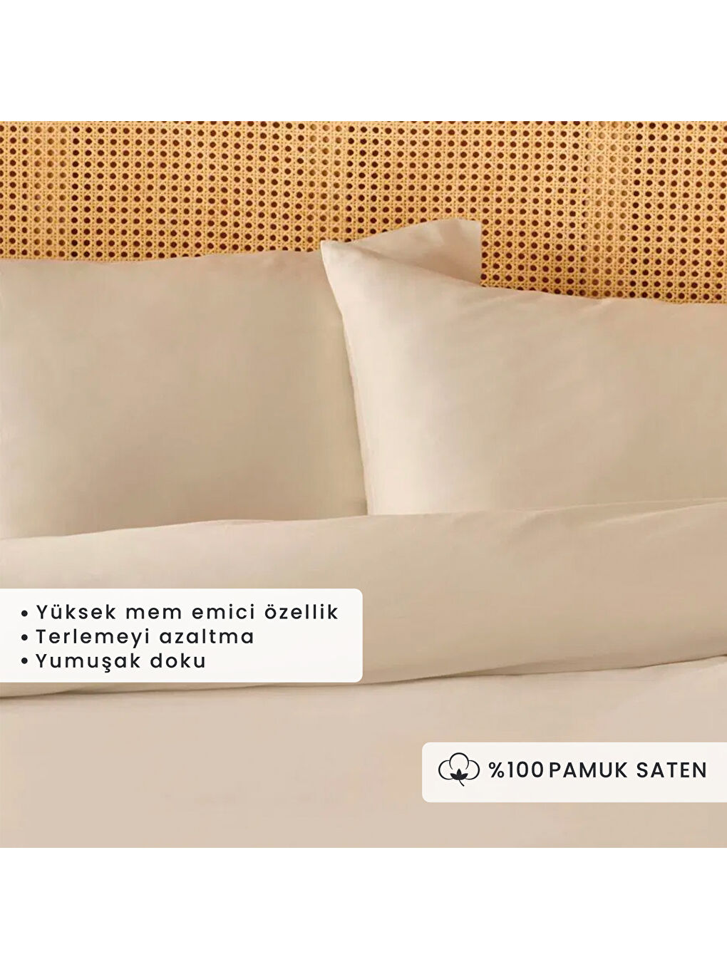 %100 Pamuk Saten Supreme Basic Super King Size Nevresim Seti Beyaz (260x240 cm)-1