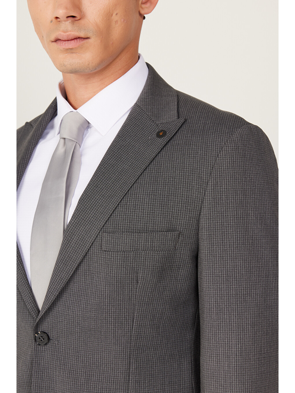 Erkek Antrasit Slim Fit Desenli Antrasit Casual Takım Elbise-6