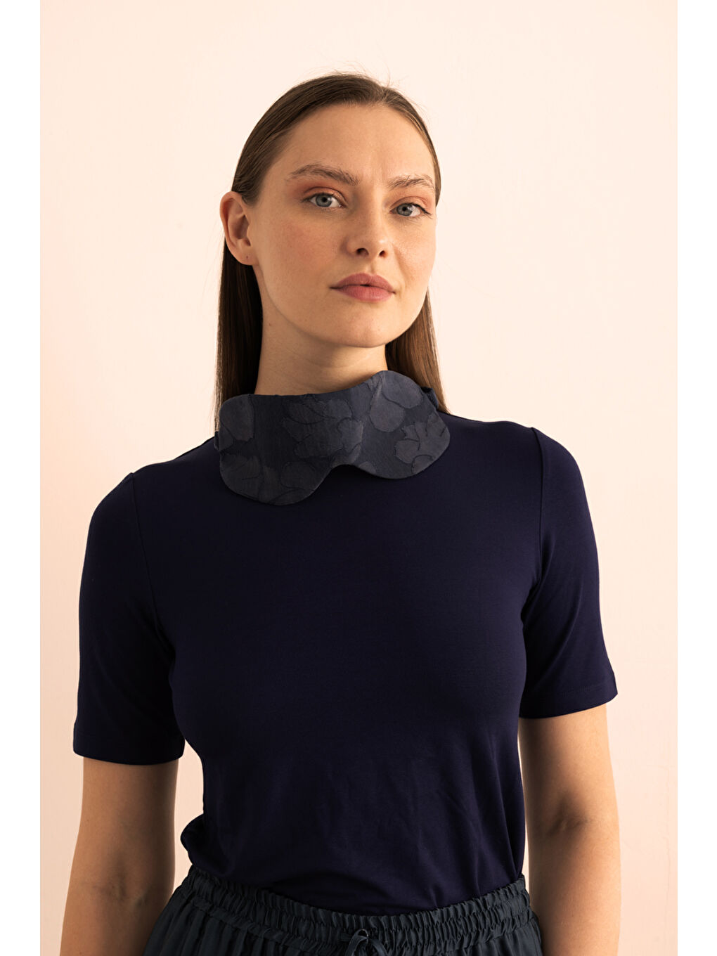 İndigo Çiçek Dokulu Lyocell ,Uyku Bandı-1