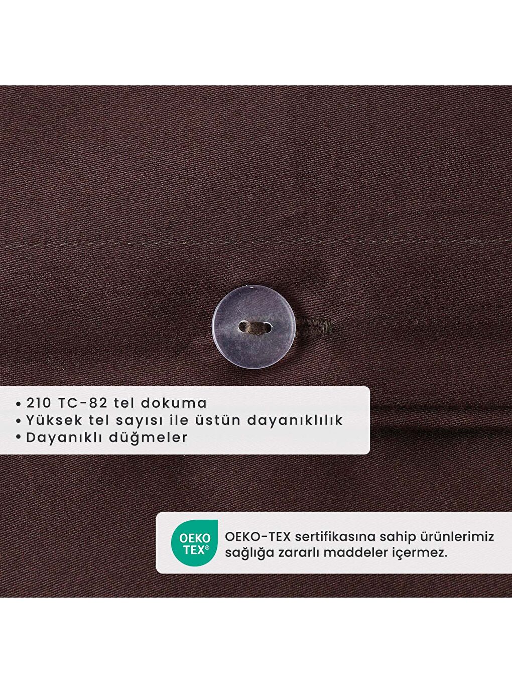 %100 Pamuk Saten Supreme Basic Super King Size Nevresim Seti Kahverengi (260x240 cm)-2