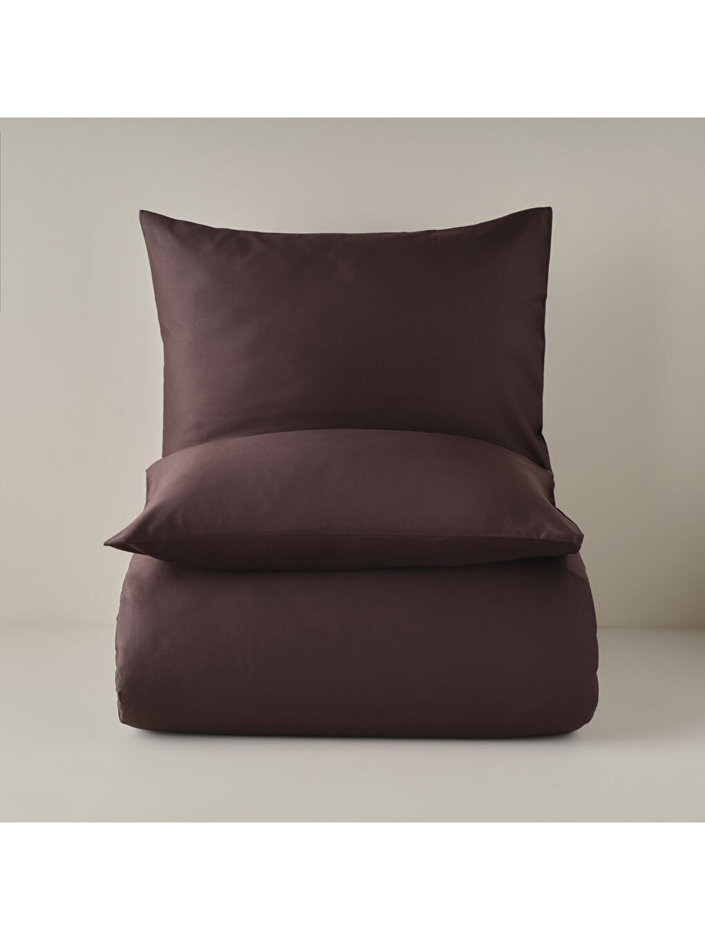 %100 Pamuk Saten Supreme Basic Super King Size Nevresim Seti Kahverengi (260x240 cm)-3
