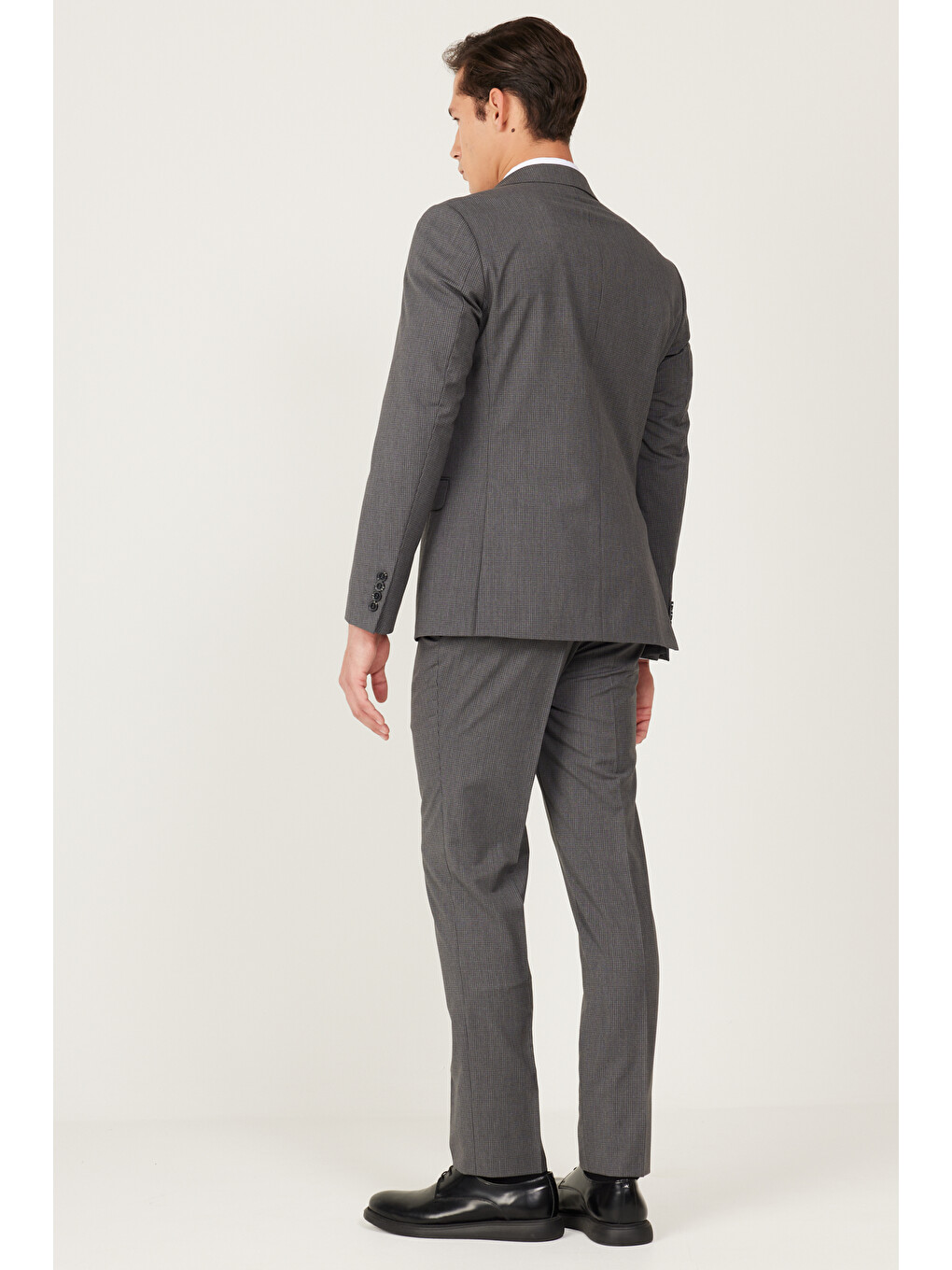 Erkek Antrasit Slim Fit Desenli Antrasit Casual Takım Elbise-7
