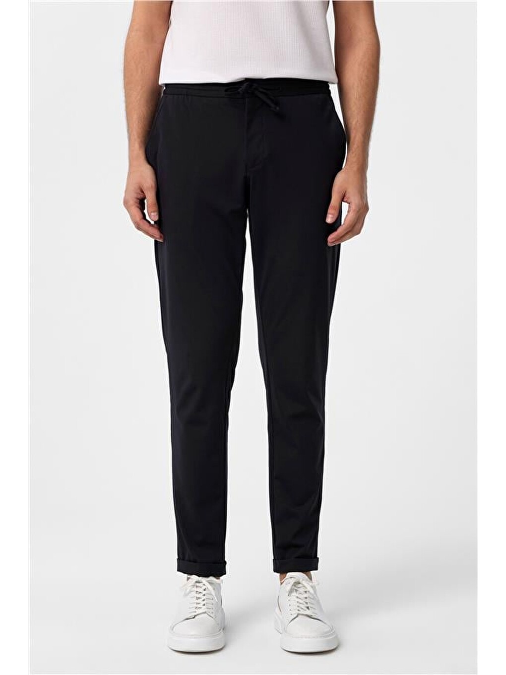 Siyah Slim Düz Jogger Pantolon-1