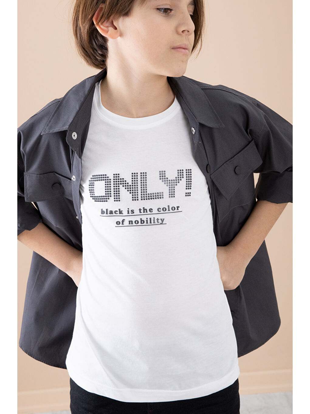 Gri Füme Gömlek Tişörtlü Erkek Çocuk 2'li Takım 20126-4