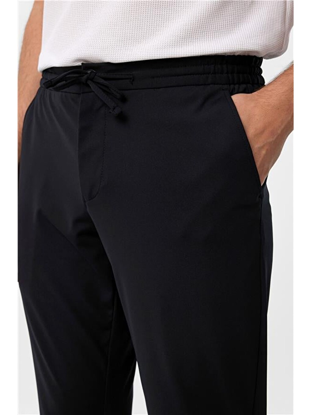 Siyah Slim Düz Jogger Pantolon-2