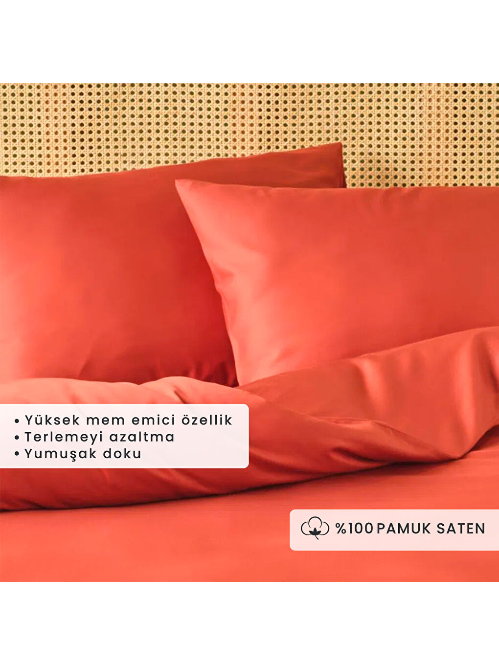 Kahverengi %100 Pamuk Saten Supreme Basic Super King Size Nevresim Seti Kiremit (260x240 cm)-1