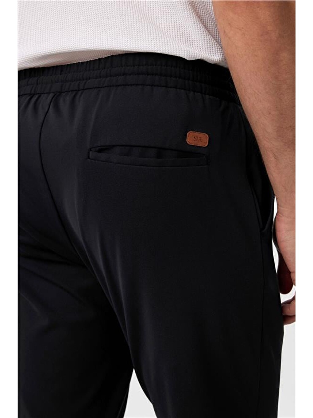 Siyah Slim Düz Jogger Pantolon-3