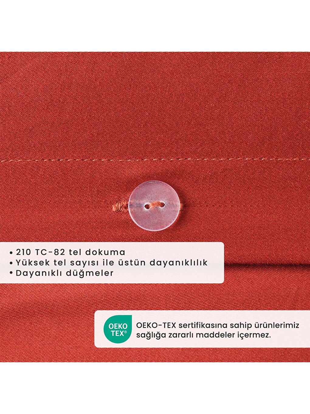 Kahverengi %100 Pamuk Saten Supreme Basic Super King Size Nevresim Seti Kiremit (260x240 cm)-2