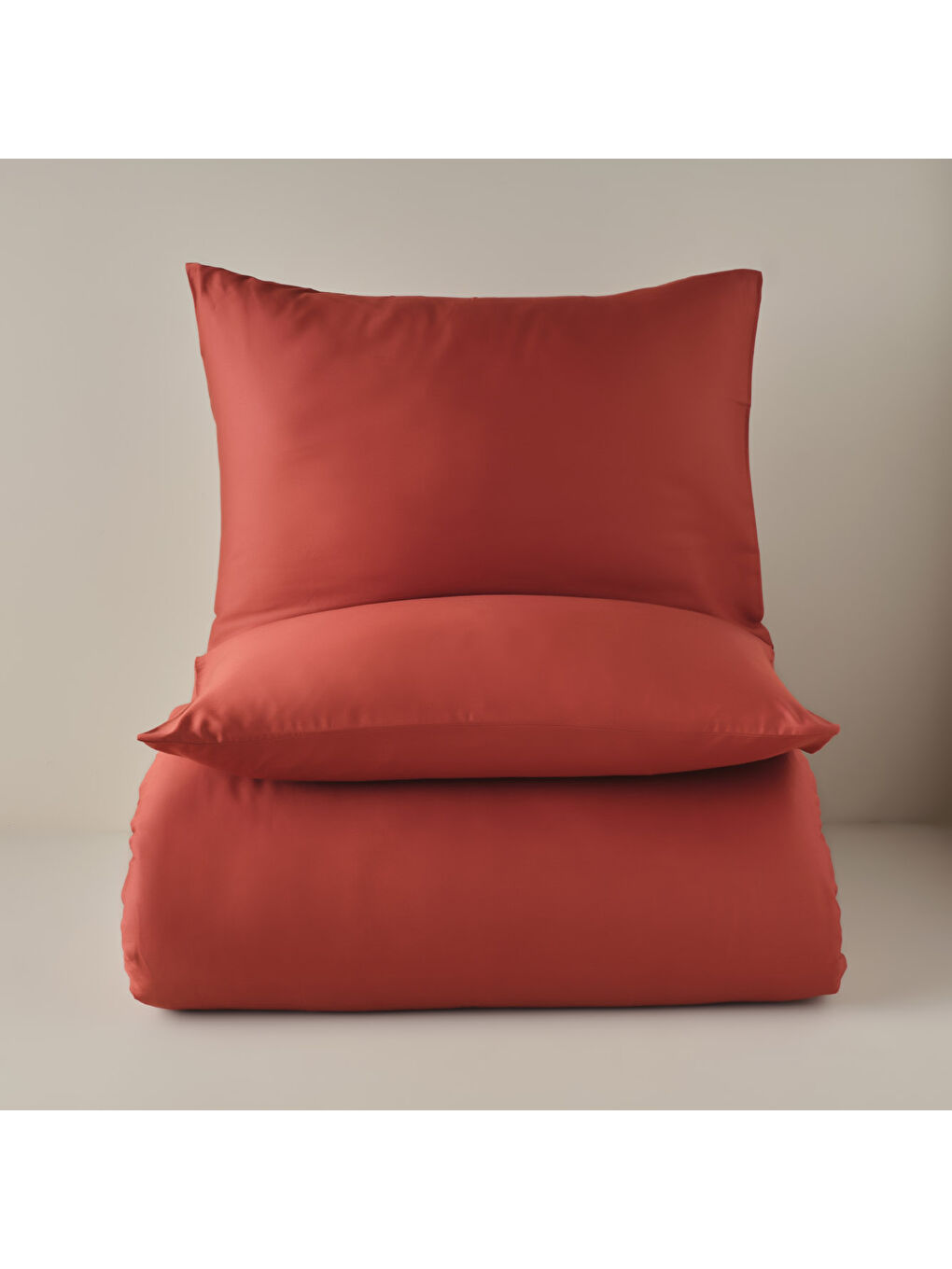 Kahverengi %100 Pamuk Saten Supreme Basic Super King Size Nevresim Seti Kiremit (260x240 cm)-3