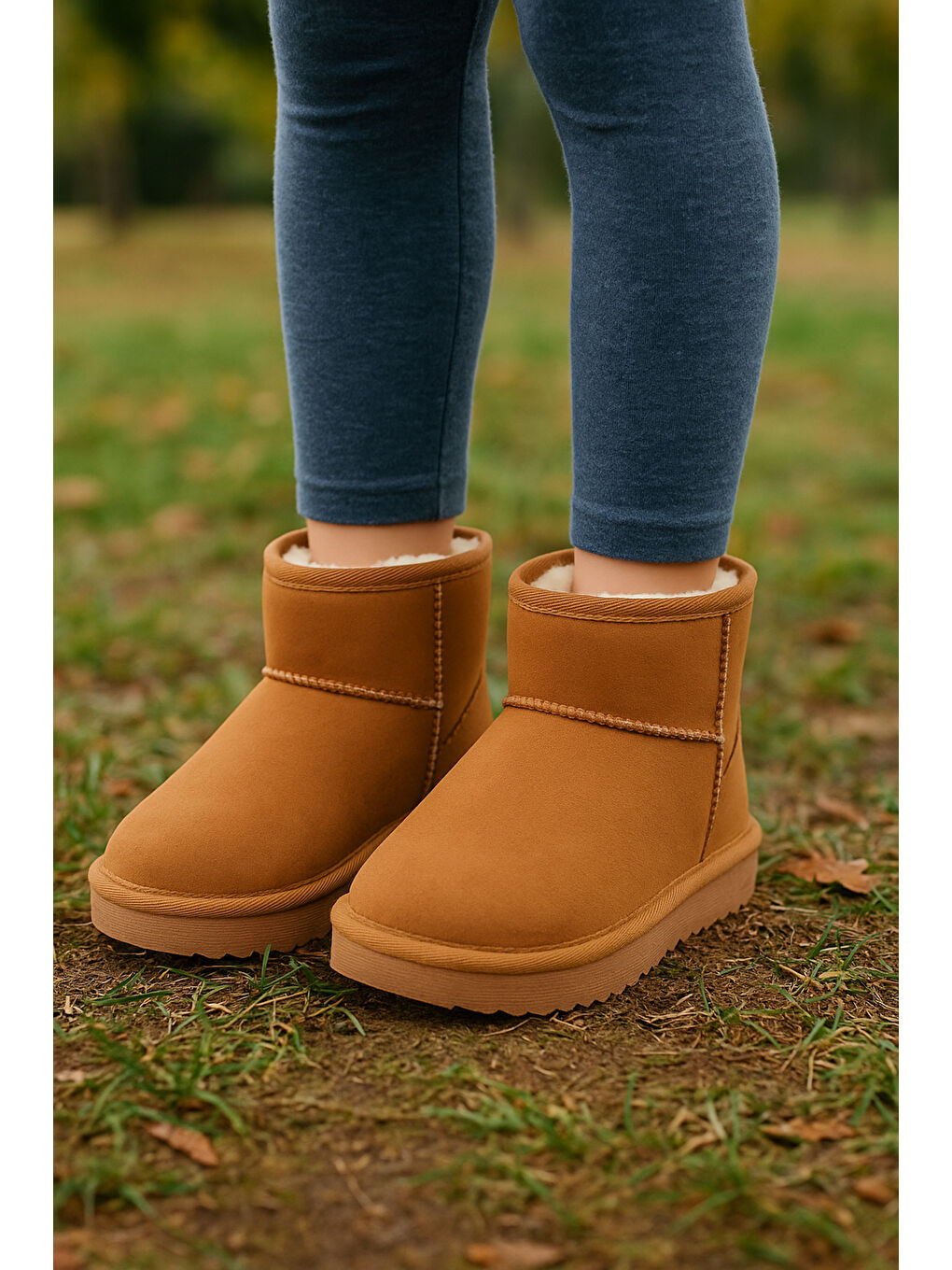 Kahverengi Retro İçi Kürklü Soğuk Geçirmez Çocuk Bot-2