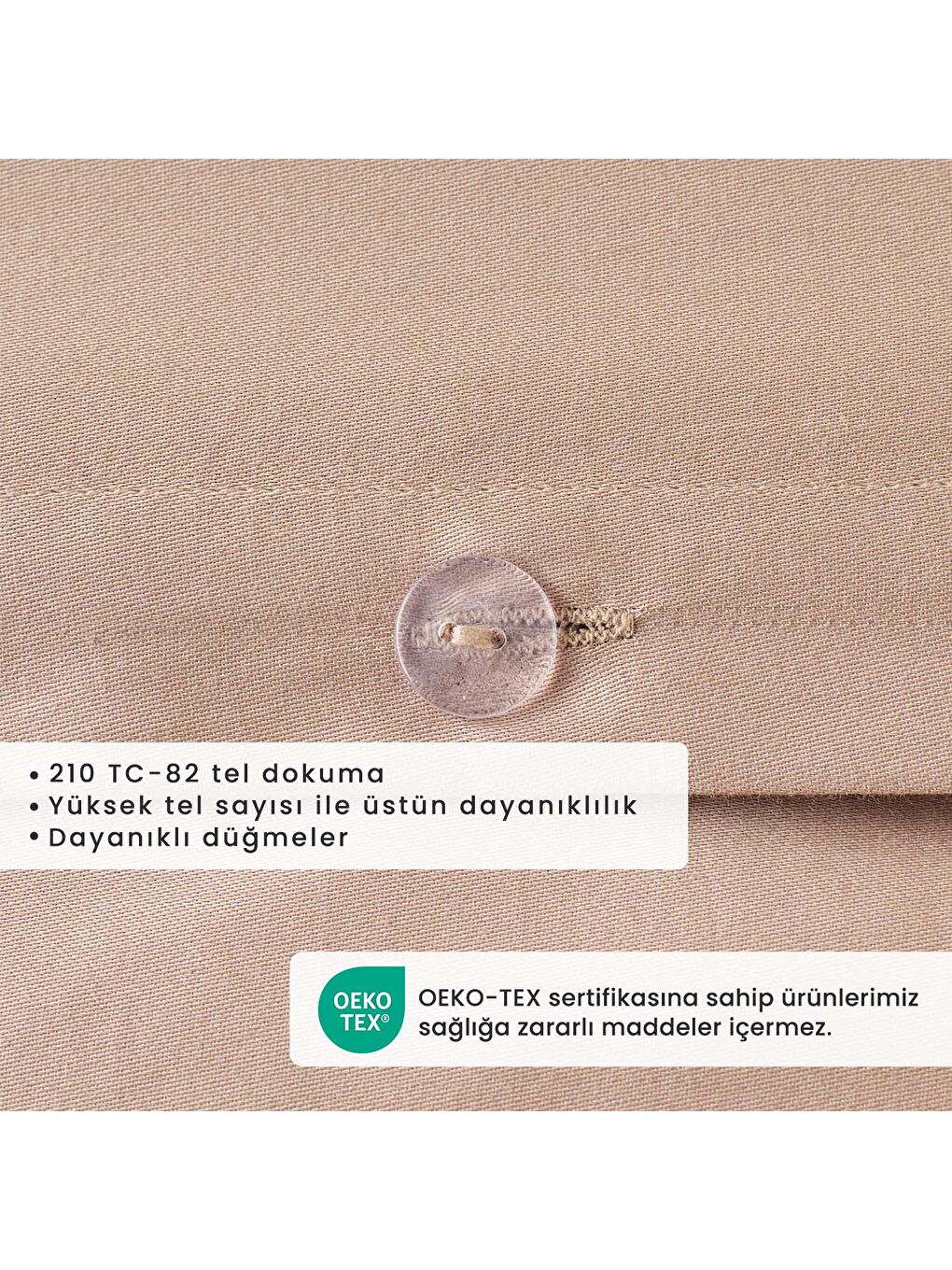 Bej %100 Pamuk Saten Supreme Basic Super King Size Nevresim Seti Vizon (260x240 cm)-2