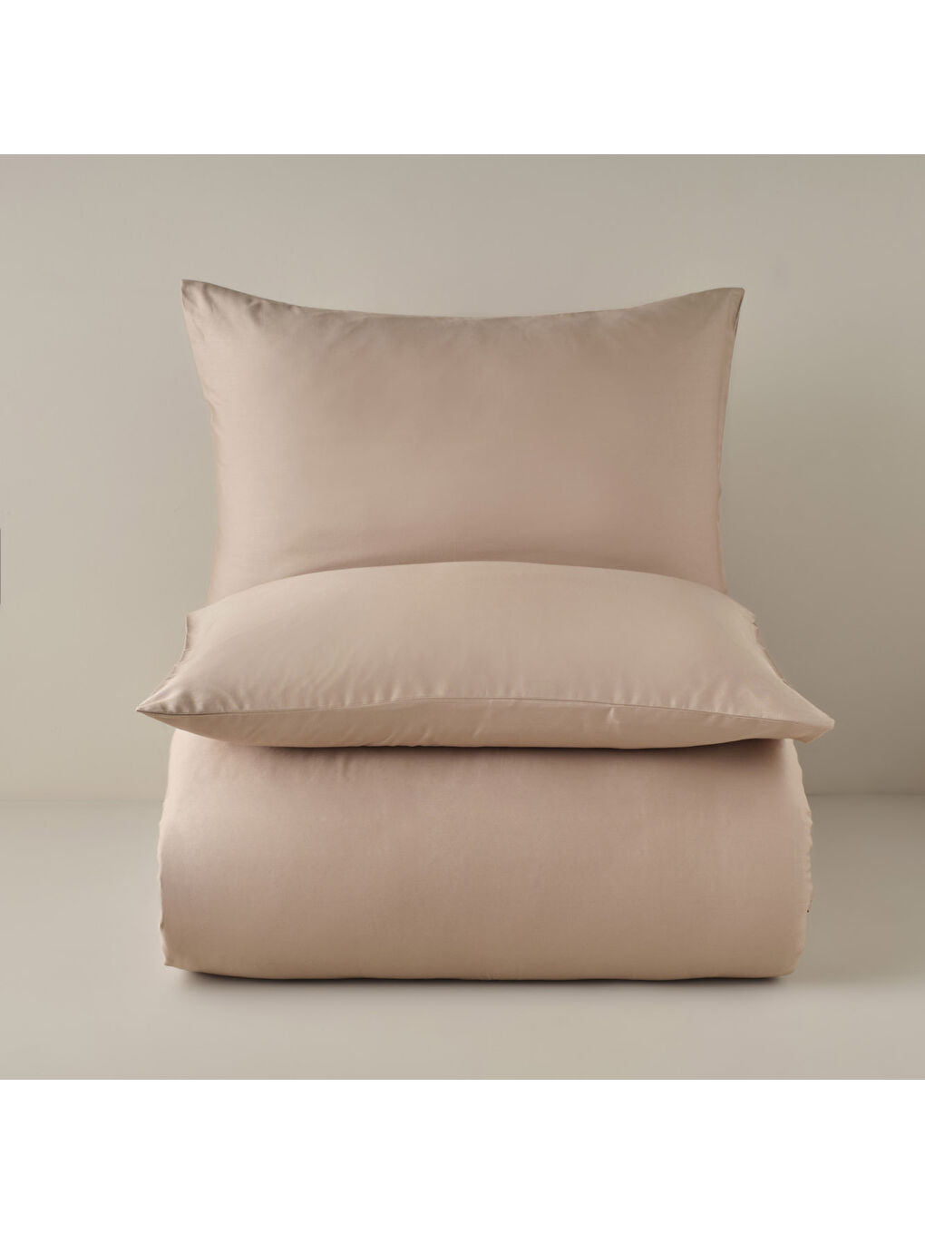 Bej %100 Pamuk Saten Supreme Basic Super King Size Nevresim Seti Vizon (260x240 cm)-3