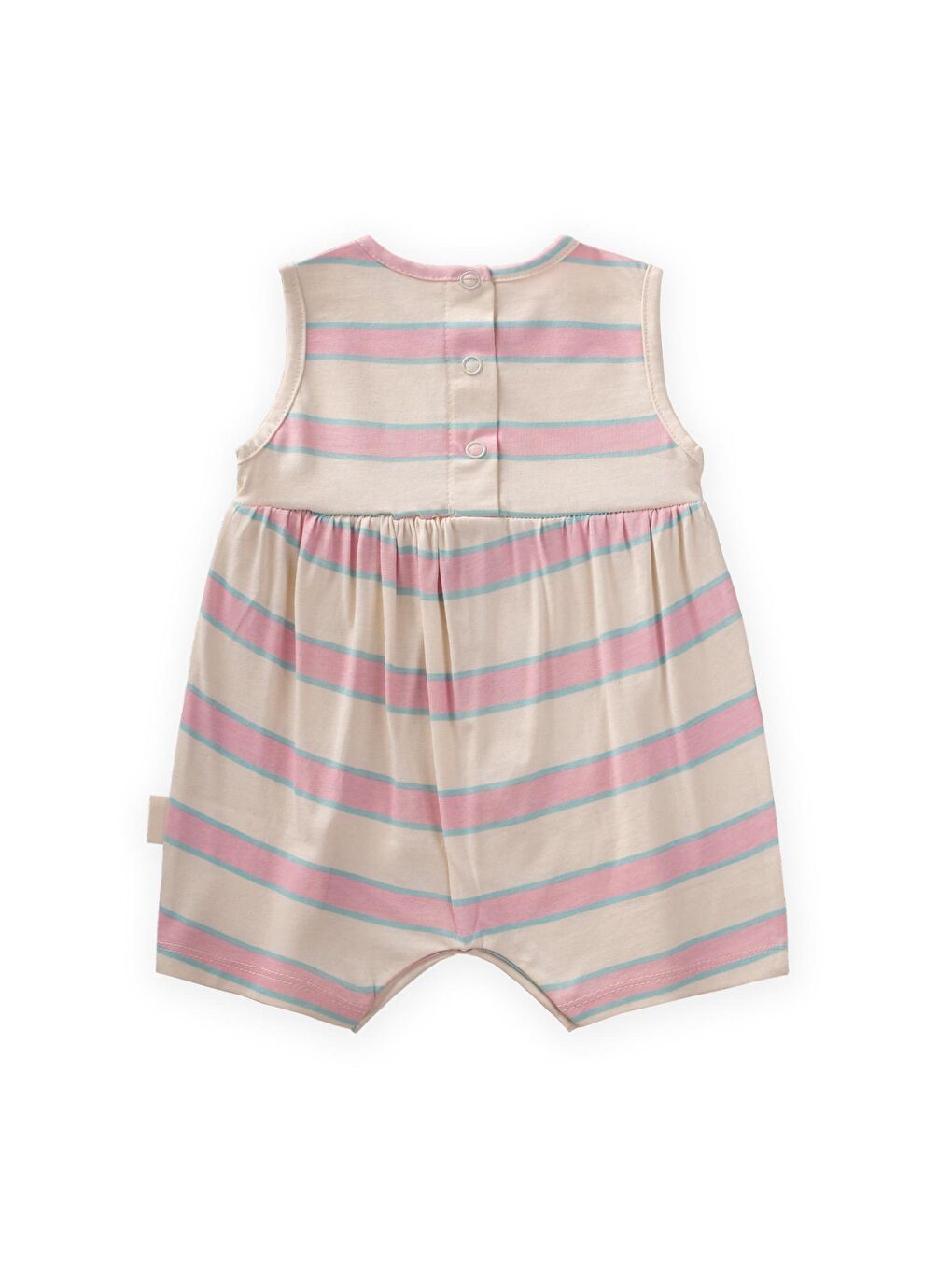 Geniş Çizgili Tulum 0-3 Yaş Pembe Mavi Çizgili-1