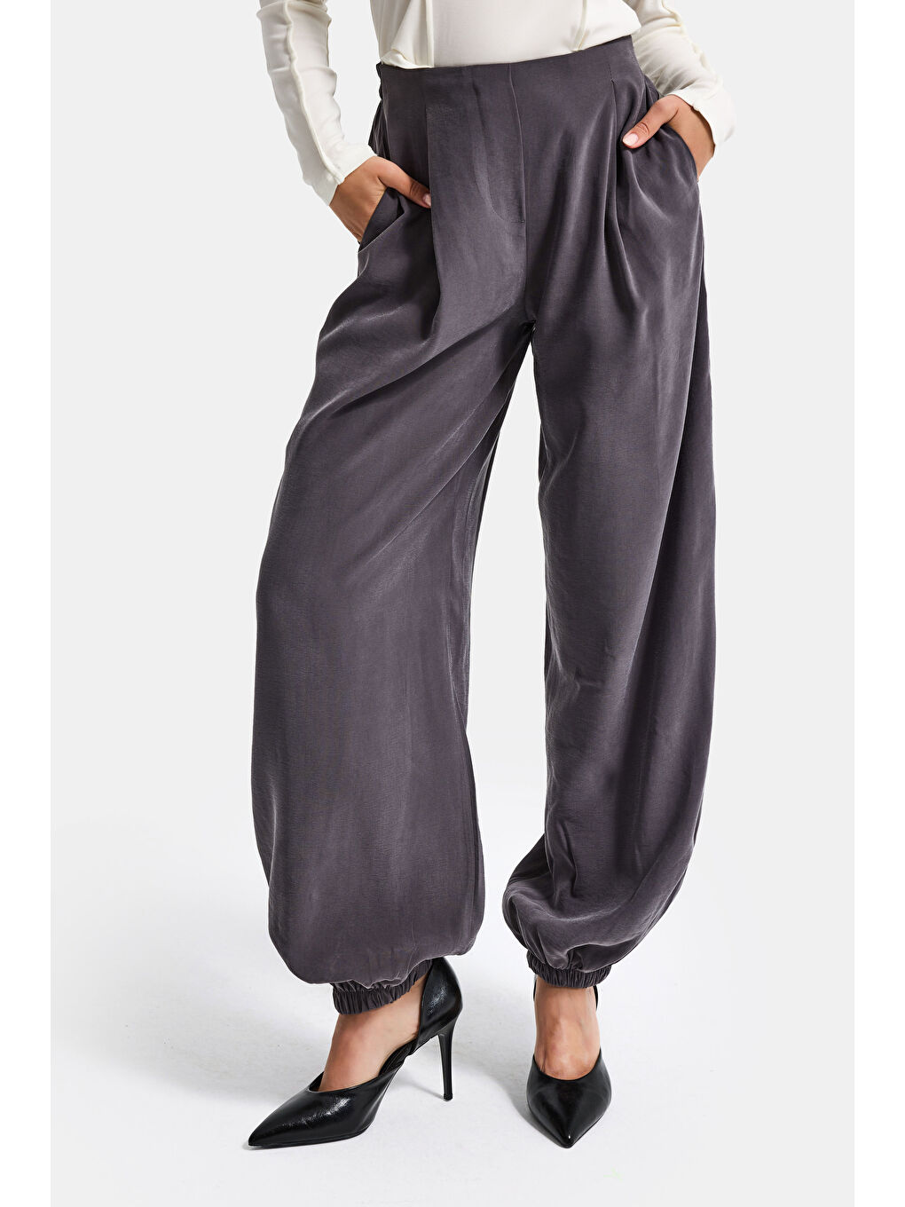 Kadın Antrasit s6-13 Baggy Jogger Bol Kesim Pantolon