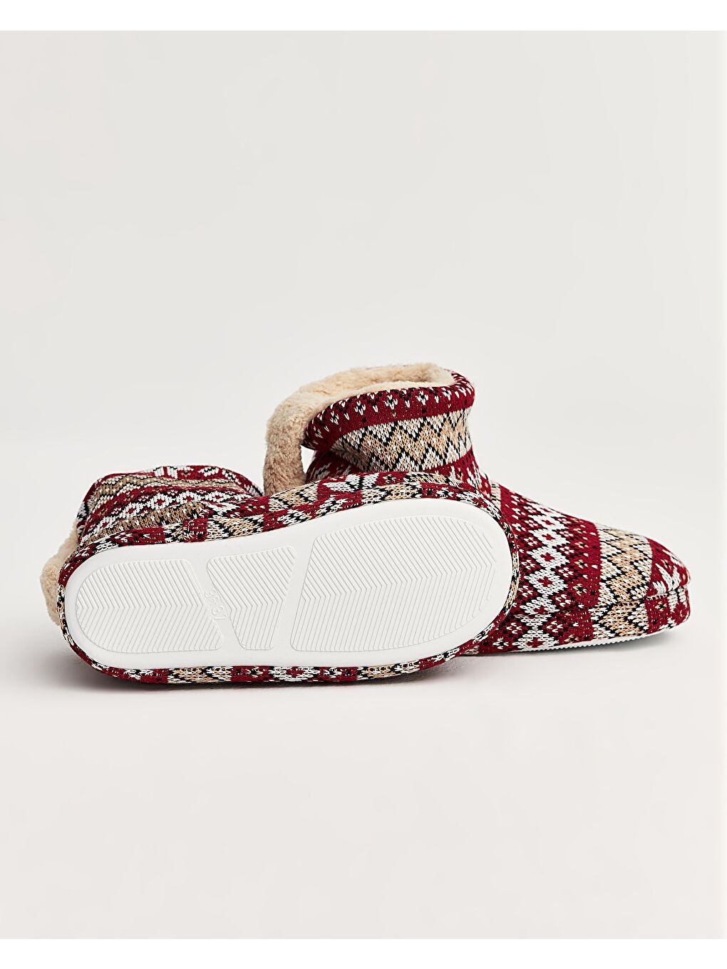 NORP -  Desenli Kırmızı Kadın Panduf-1