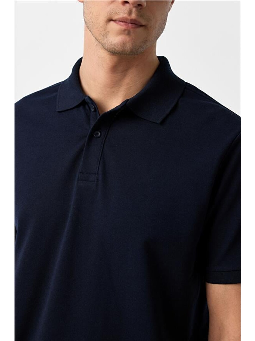 Lacivert Regular Armürlü Polo Yaka Tişört-2