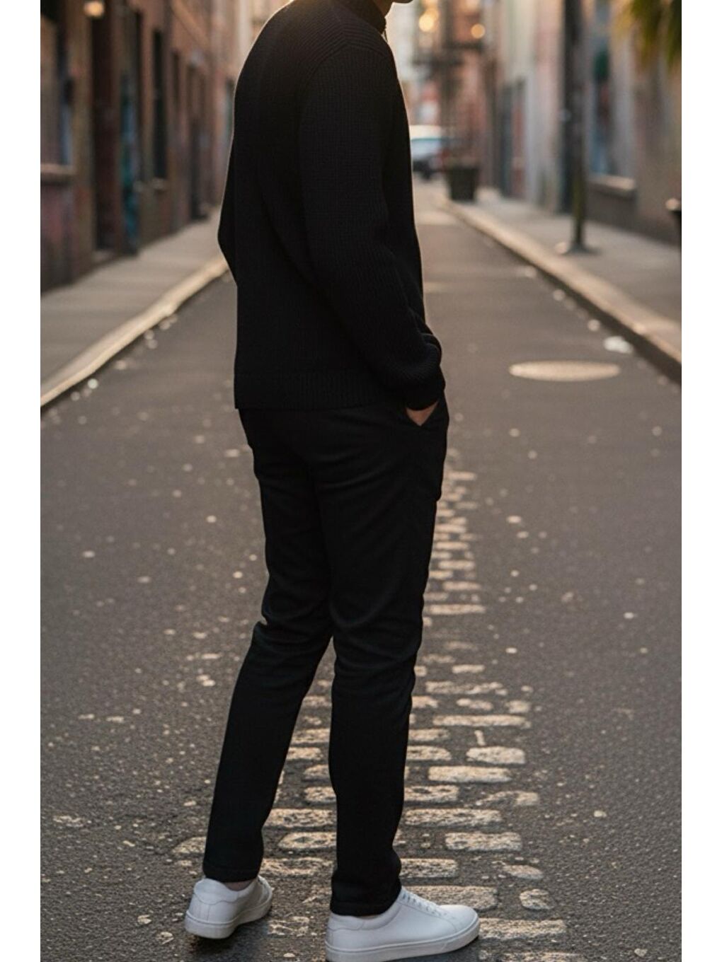 Siyah Loken Tam Fermuarlı Dik Yaka Kalın Erkek Hırka-2