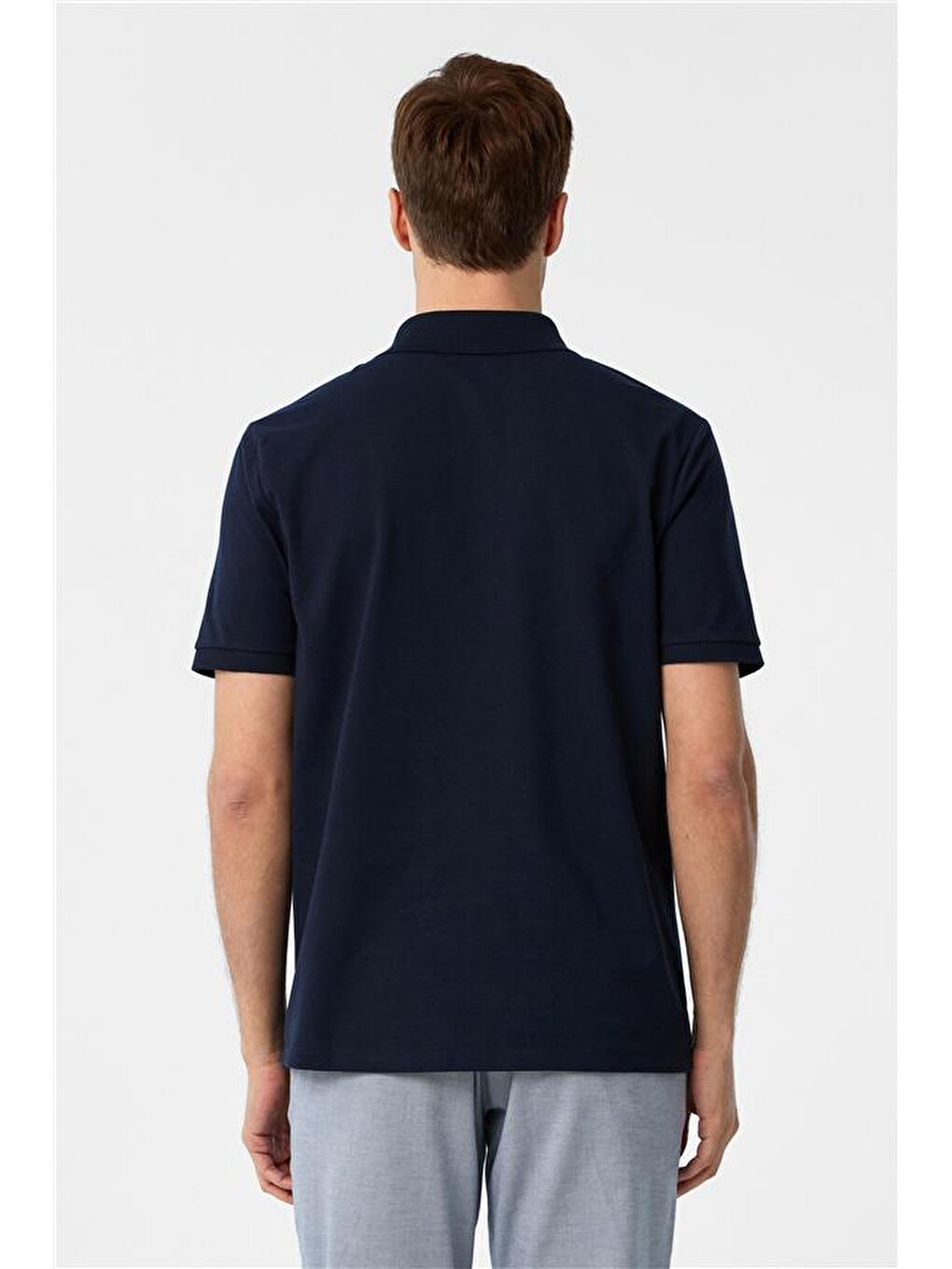 Lacivert Regular Armürlü Polo Yaka Tişört-4