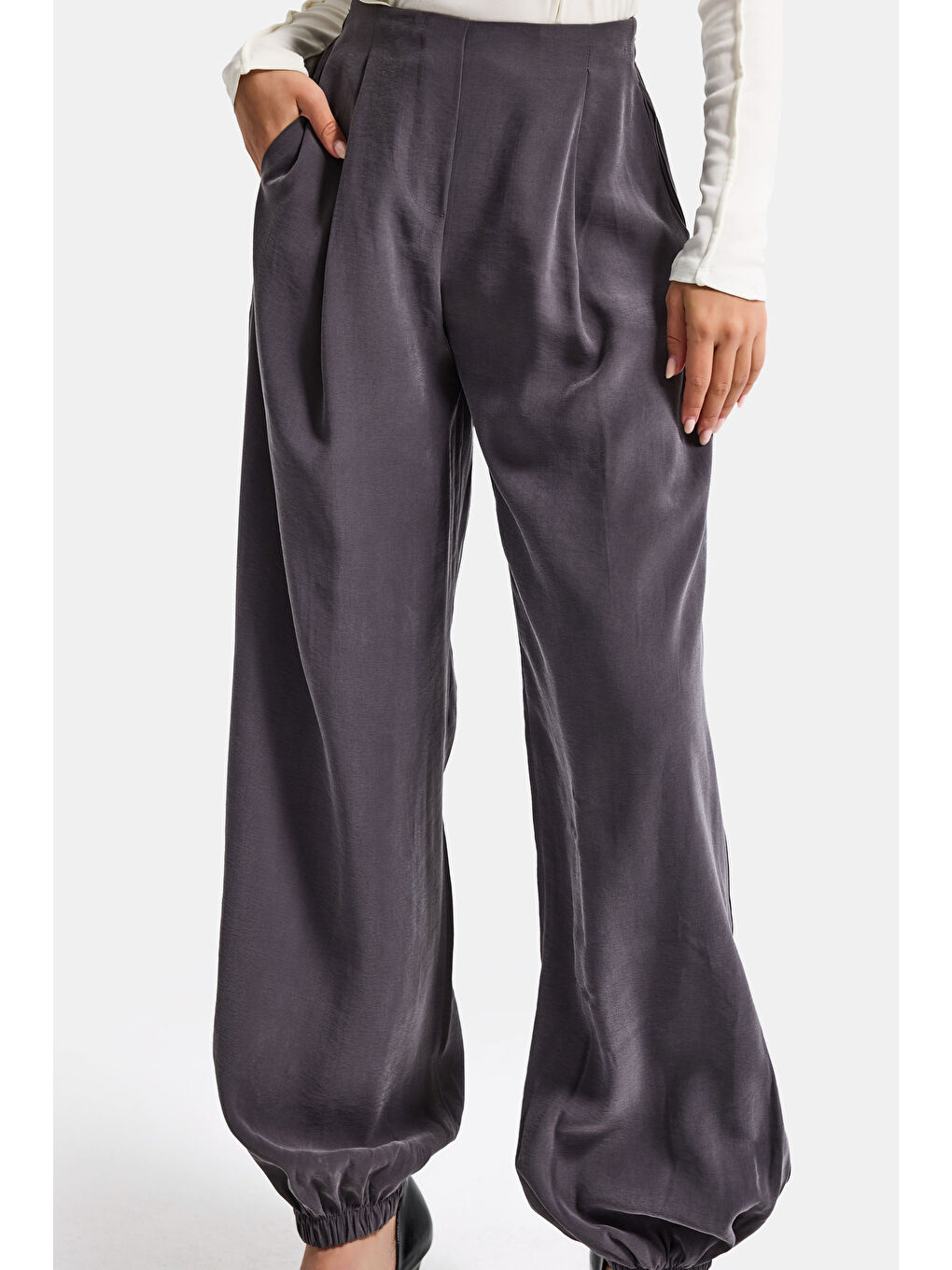 Kadın Antrasit s6-13 Baggy Jogger Bol Kesim Pantolon-6