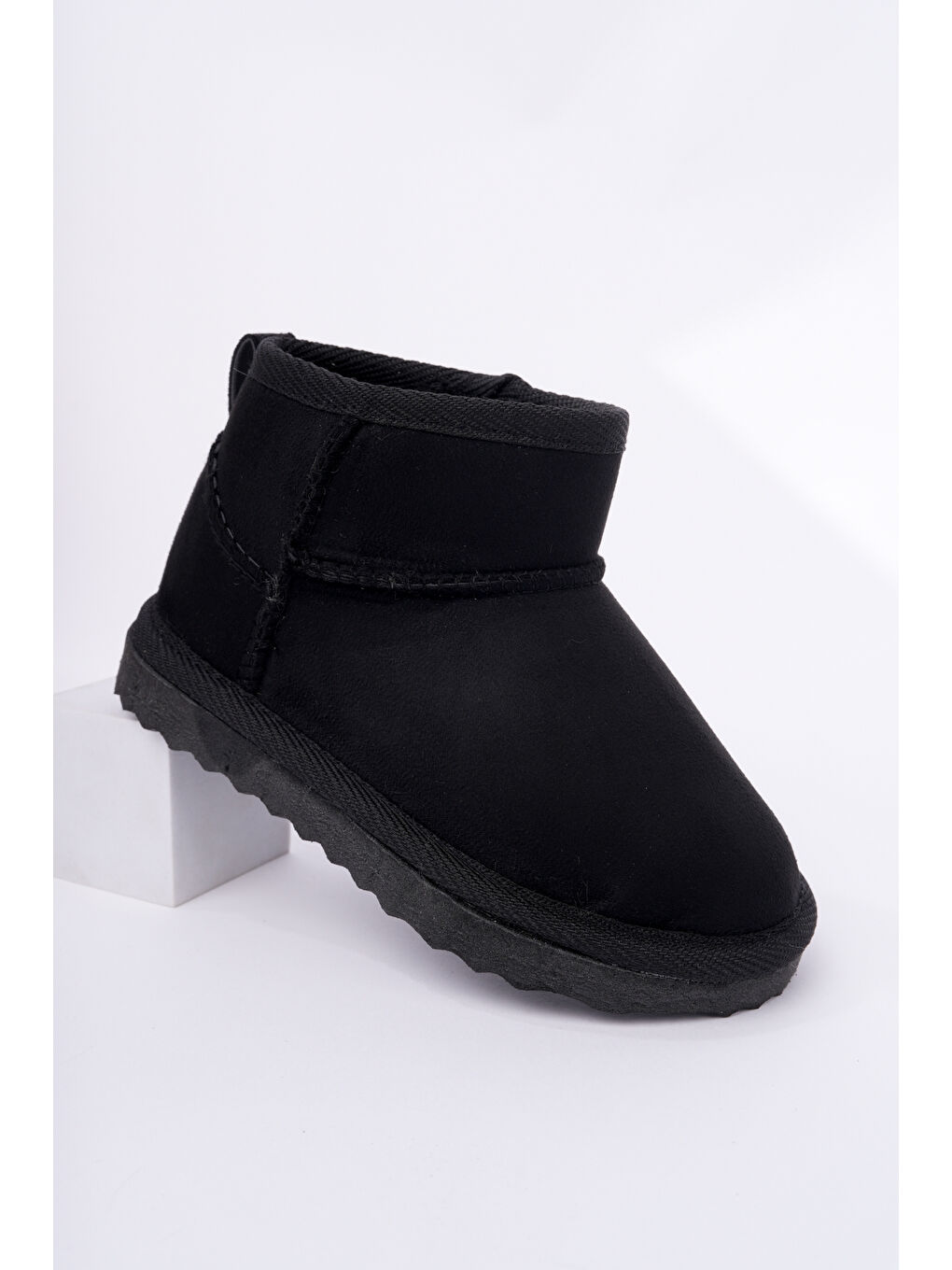 Siyah Retro İçi Kürklü Soğuk Geçirmez Çocuk Bot-4