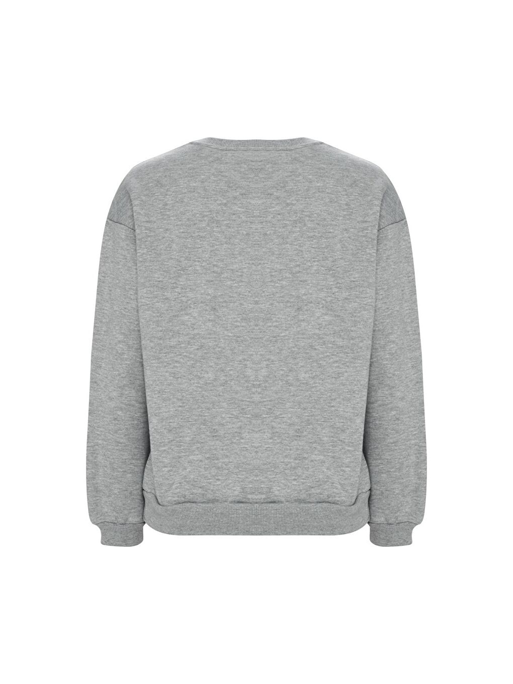 Baskılı Düz Renk Sweatshirt -Gri-1