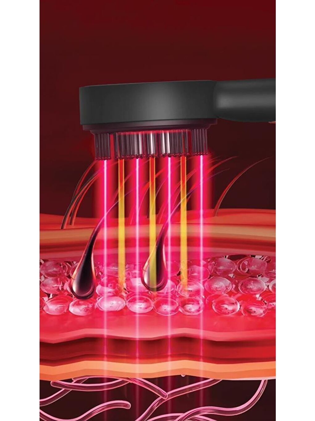 Kfm-8610 Kızılötesi Işıklı Şarjlı Saç Derisi Masaj Tarağı-3