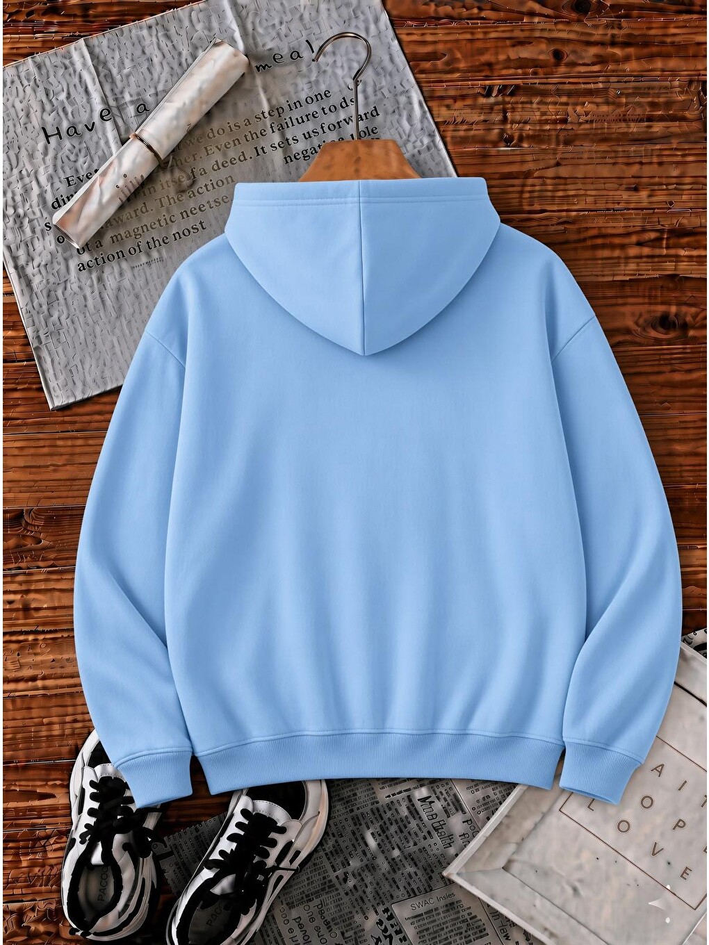Turkuaz Sw Strawberries Yes, Please." Ön Baskılı Renkli Kadın Kapüşonlu Sweatshirt-1