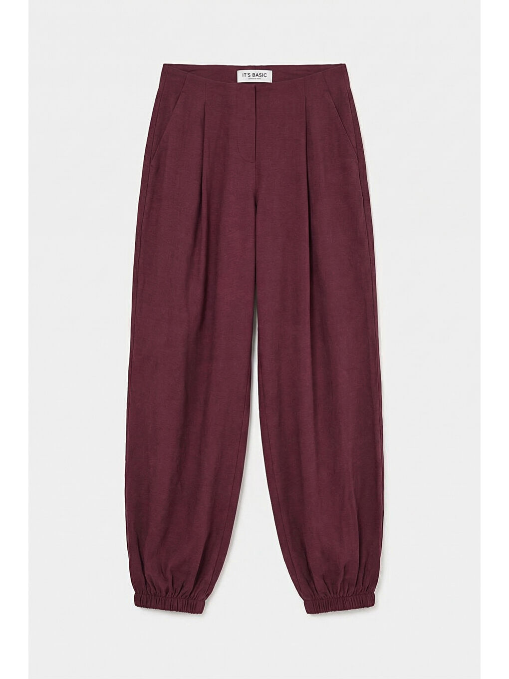 Kadın Bordo s6-35 Baggy Jogger Bol Kesim Pantolon-4