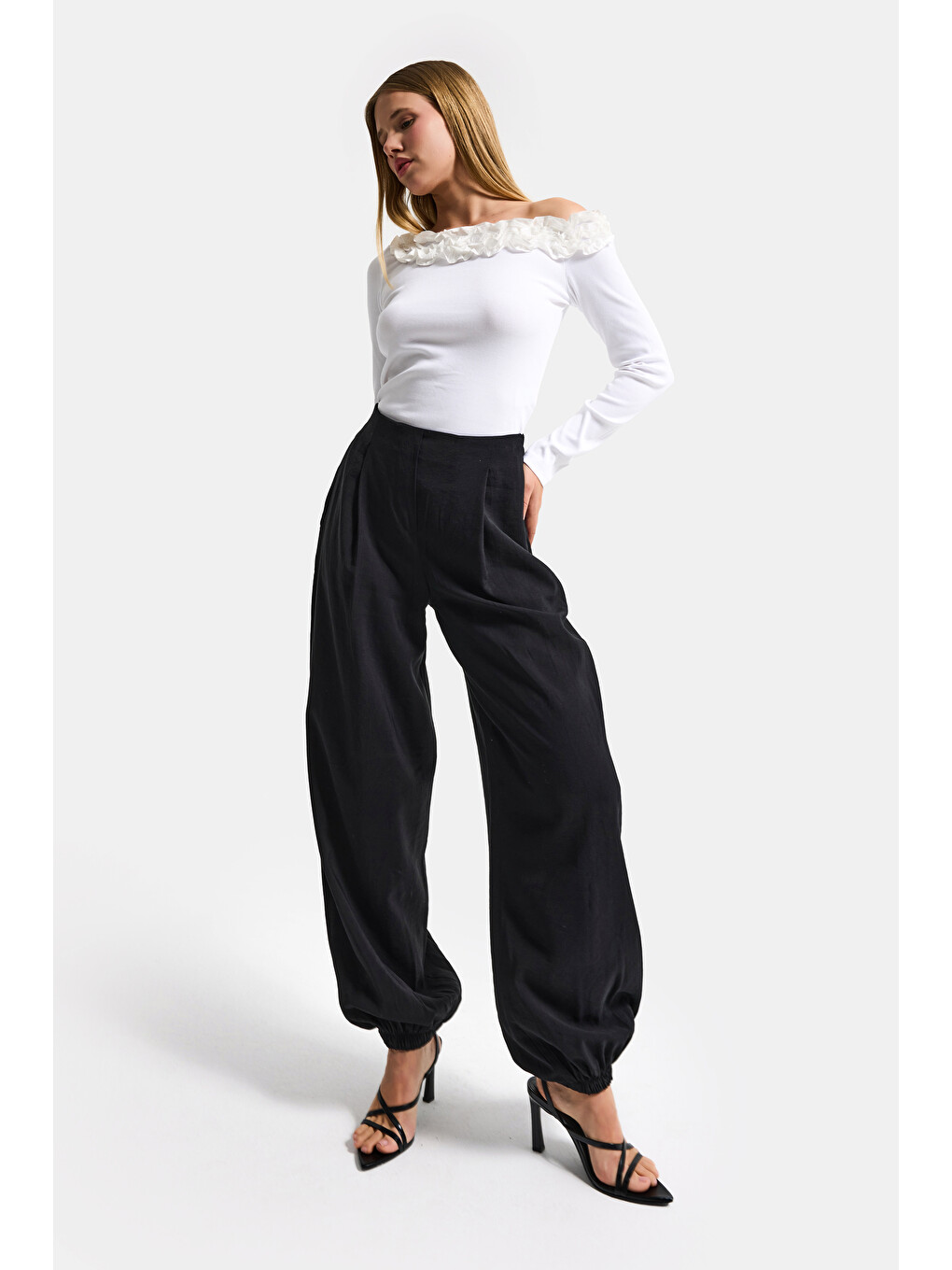 Kadın Siyah s6-1 Baggy Jogger Bol Kesim Pantolon-1