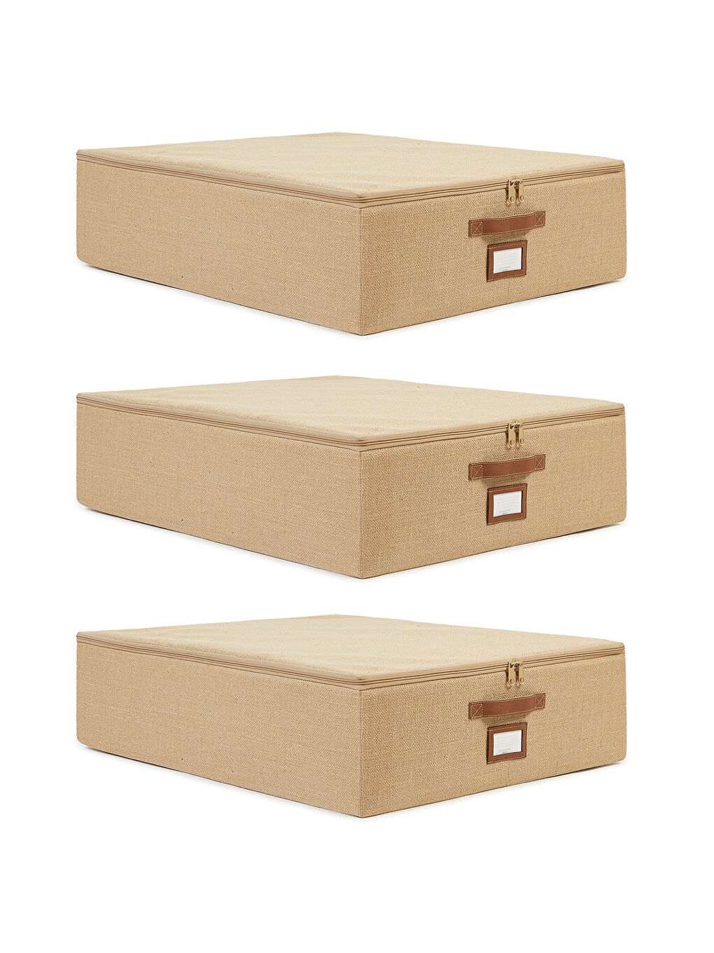 Bej 3'lü Büyük Boy Jüt Destekli Hurç Set 55 x 70 x 18 cm-1