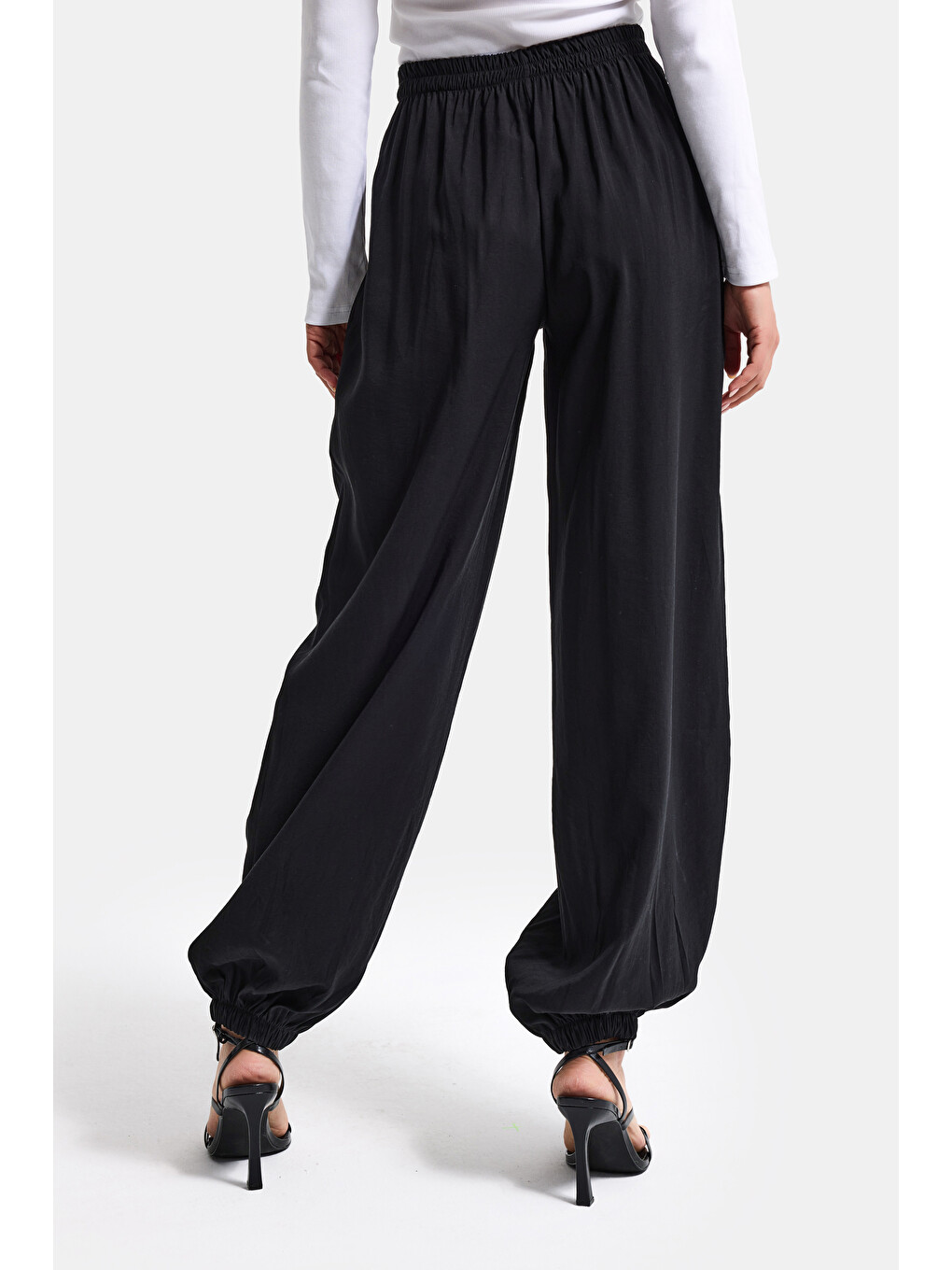 Kadın Siyah s6-1 Baggy Jogger Bol Kesim Pantolon-2