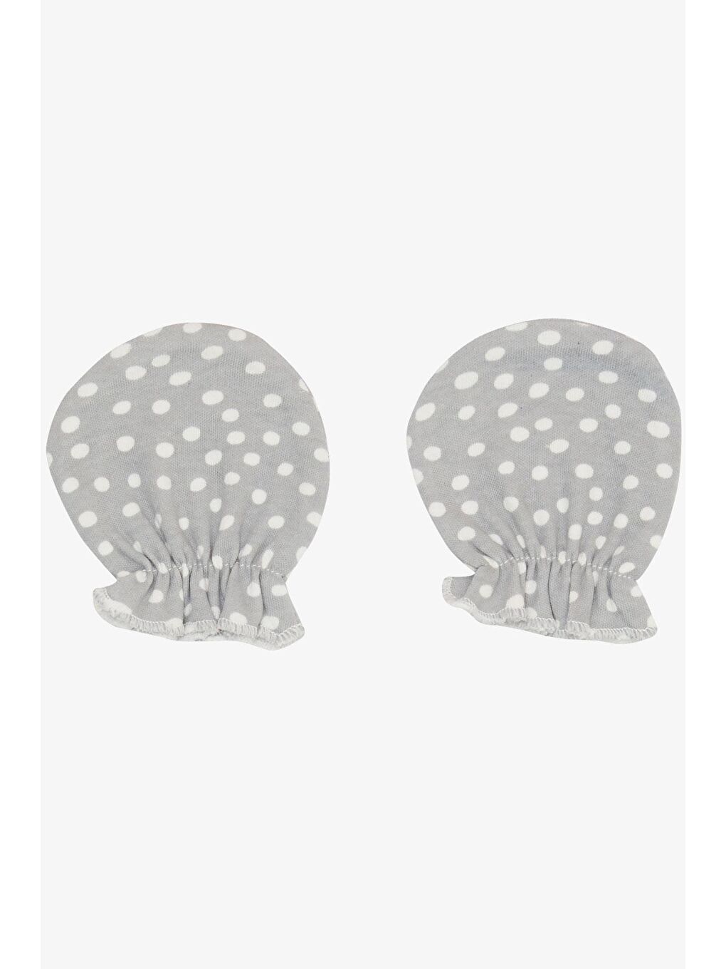 Yenidoğan Bebek Eldiveni Puantiye Desenli Açık Gri (7 X 9 Cm)-1
