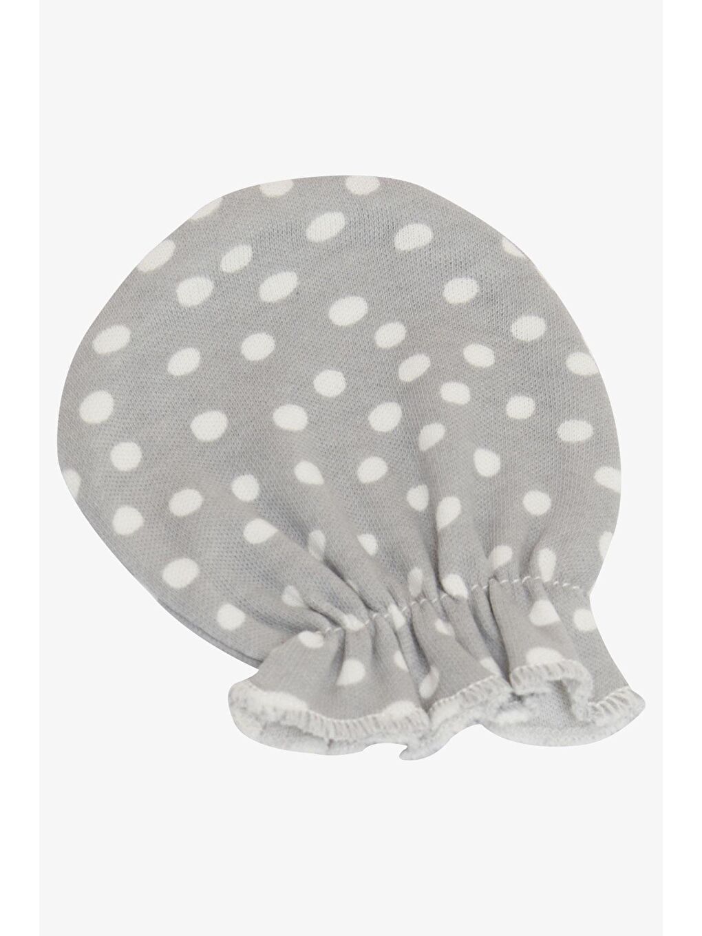 Yenidoğan Bebek Eldiveni Puantiye Desenli Açık Gri (7 X 9 Cm)-2